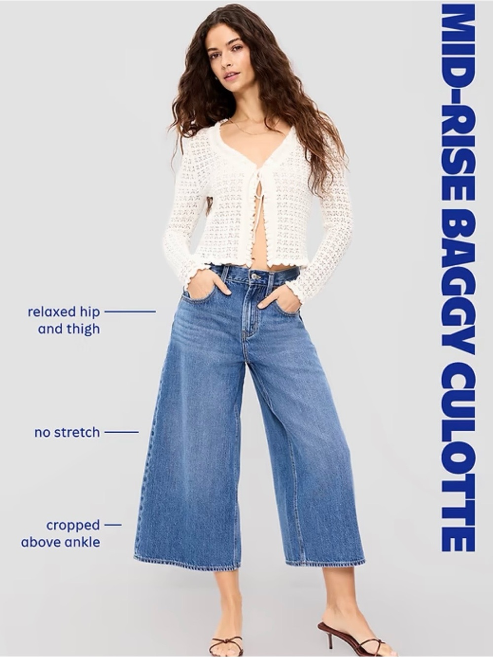 Woman’s jeans Old Navy Mid-Rise Baggy Culotte Jeans - Blue
